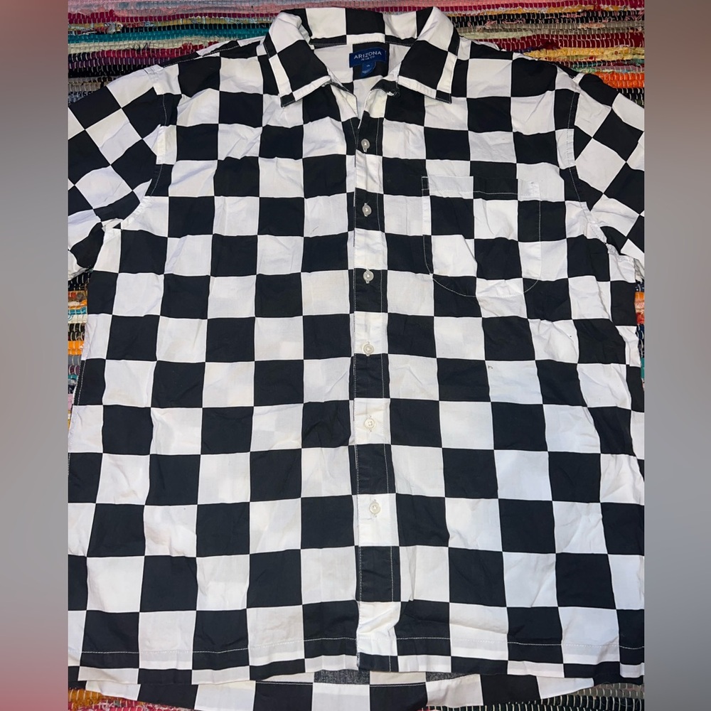 Arizona Jean Company Black and White Casual Button Down Shirt